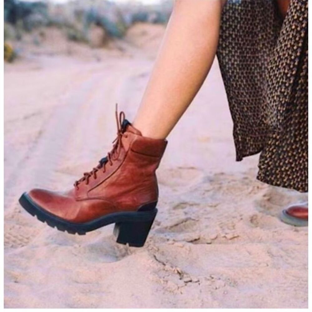 Frye Savannah Leather Classic Lace Up Streetwear Combat Heeled Boots 8.5